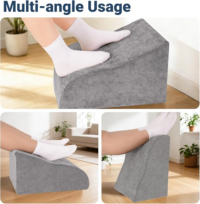 Foot Rest for Under Desk at Work, Ergonomic Under Desk Footrest with Washable Cover for Office, Home & Gaming Leg Elevation Pillow Dark Gray
