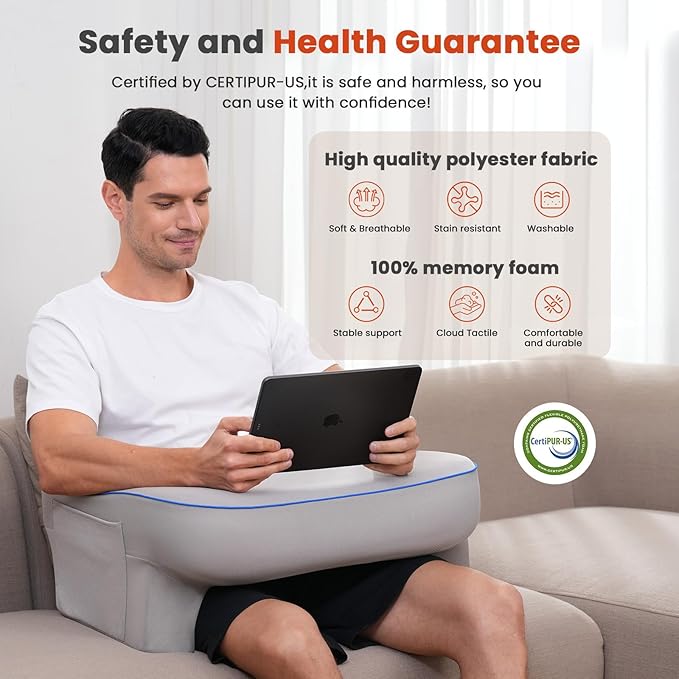 Keduwa Reading Pillow,Lap Desk Pillow for Laptop,Memory Foam Reading Pillows for Gaming, Arm Rest Pillow for Reading, Working, Crocheting, Playing Game or Sitting in Bed,Sofa