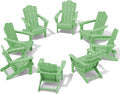 KINGYES Folding Adirondack Chair Set of 8, HDPE All-Weather Folding Adirondack Chair, Light Green