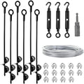 6 Pack 18" Ground Anchors Shed Anchor Kit with 1/8" Galvanized Cable & Turnbuckles, Heavy Duty Earth Anchors for Sheds Canopy Gazebo Dog Runs Carport Tent