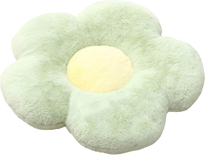YILANLAN Cute Flower Cushion Plush Floor Pillow Casual Comfortable Pillow Office Living Room Bed Decoration Cushion Simple Room Decoration (40cm, Green)