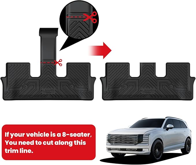 LASFIT Floor Mats & Backrest Mats & Cargo Mat for Hyundai Palisade 7/8 Seats 2026 (Only Fit Gas), All Weather TPE Custom Fit Floor Liners for Palisade Full Set Car Mats Accessoires, Black