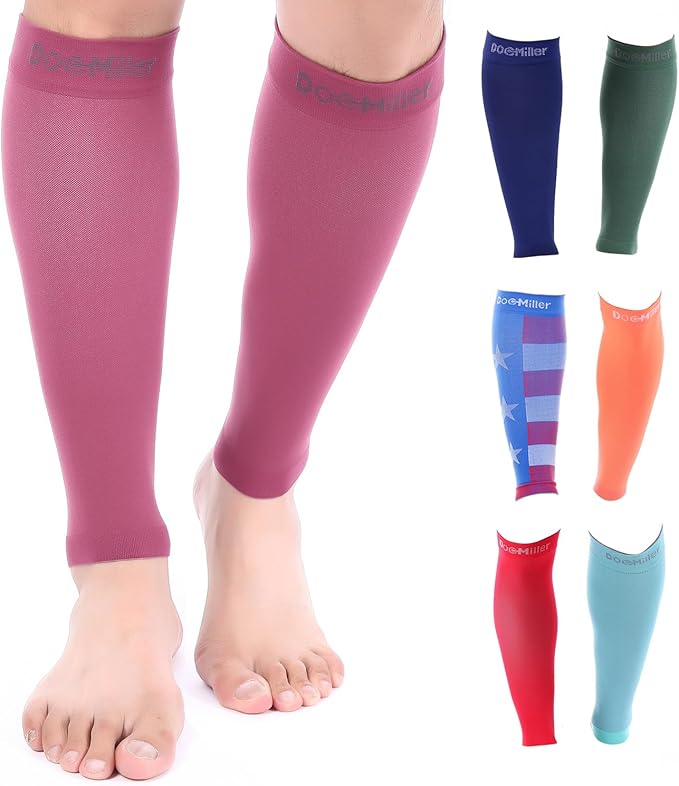 Doc Miller Compression Calf Sleeve for Men & Women – 20-30mmHg Graduated Support for Running, Shin Splints, Calf Strain – Knee High, Small to 6XL Plus Size
