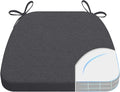 AAAAAcessories D-Shaped Chair Cushions, 2" Thick Dining Chair Pads with Ties and Removable, Machine-Washable Cover, 17" x 16", Dark Grey