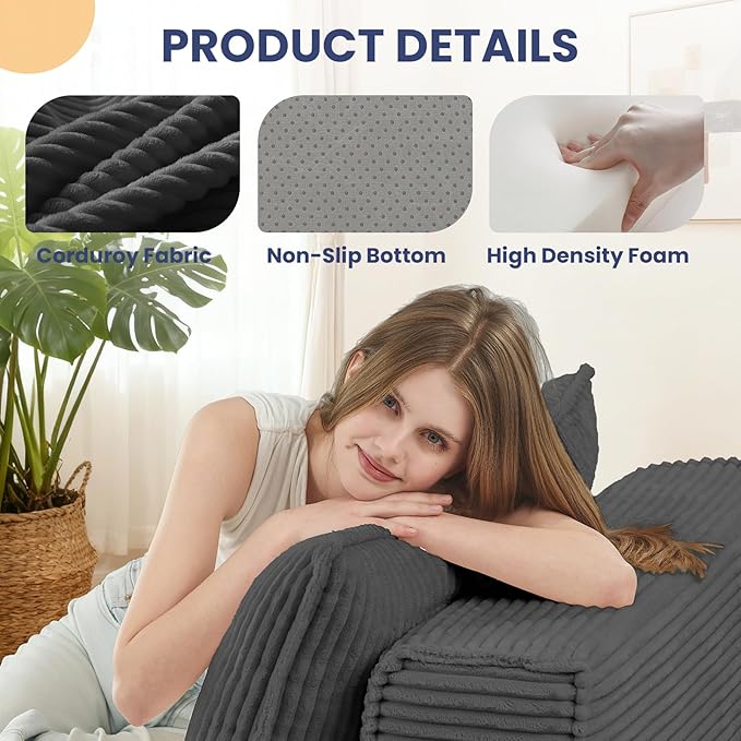 Convertible Sofa Bed, Fold Out Chair with Pillow, Versatile Floor Couch with Back Support, Portable Chair Bed Comfy Floor Lounge Sofa for Living Room Bedroom Guest Room, Grey
