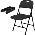 Folding Chairs, Plastic Foldable Chair, Outdoor Plastic Sturdy Metal Folding Chairs, Heavy Duty Foldable Commercial Seating for Picnic, Party, Patio 4 Pack Black