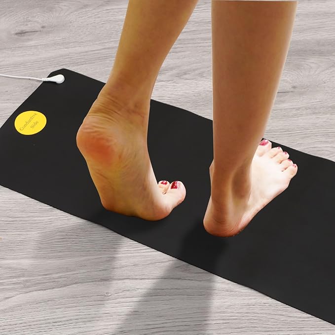 LandKissing Grounding Mat for Bed - Anti-Slip Bottom, Tangle-Free Cord | Enhanced Circulation, Reduced Inflammation, Pain Relief, Better Sleep | Home, Office, Meditation 26.7x9.8in (1 PK)
