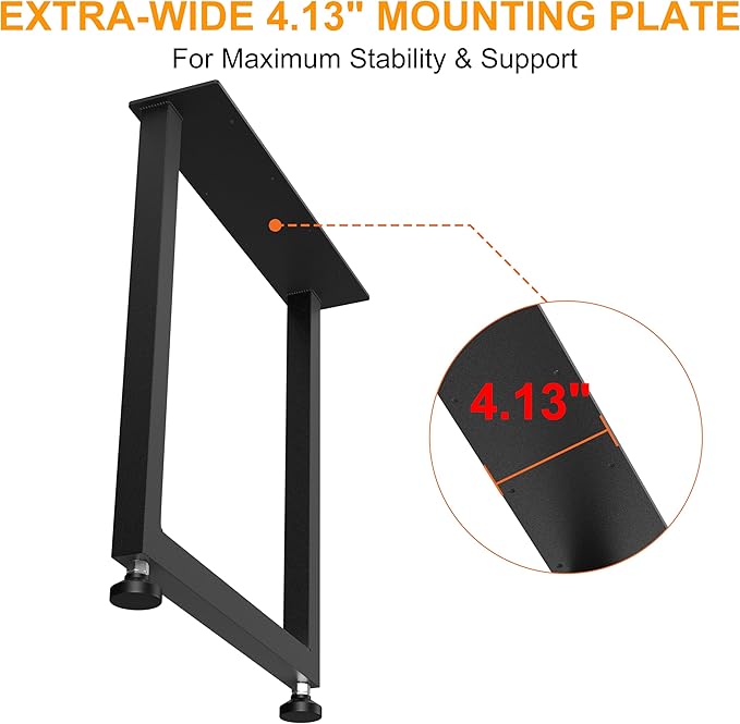 CHICAURA Heavy Duty Metal Table Legs 28x20 Inch, Aesthetic Frame for Dining Table, Desk, Live Edge Slabs, Supports 1000lbs (True 14-Gauge Steel), Set of 2 (Black)