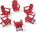 KINGYES Folding Adirondack Chair Set of 6, HDPE All-Weather Folding Adirondack Chair, Light Red