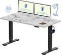 FLEXISPOT EN1 One-Piece Standing Desk with 1-Inch Thick Desktop, 55"x28" Electric Height Adjustable Desk for Home Office & Multi-Device Workstations, Marble Gray