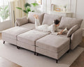 Rexulqo 104'' Modular Sectional Sofa with All Seats Storage, Oversized Sleeper Sofa Bed for Living Room,3-Seater Comfy Cloud Couches with Movable Ottoman,Big Sectional for Bedroom,Velet,Khaki