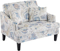 Bezseller Oversized Accent Chair, 33.5'' Wide Seat Comfy Armchair with 2 Pillows, Upholstered Big Reading Chair, Modern Single Sofa Chair for Living Room Bedroom Apartment Office, Blue Floral