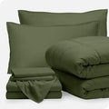 Bare Home Bed-in-A-Bag 7 Piece Comforter & Sheet Set - Full - Goose Down Alternative - Ultra-Soft 1800 Premium - Bedding Set (Full, Cypress/Cypress)