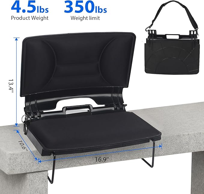 Stadium Seats for Bleachers with Back Support,Stadium Seating for Bleachers with Comfy Padded Active Foam Backs,Portable Folding Stadium Chair with Shoulder Strap
