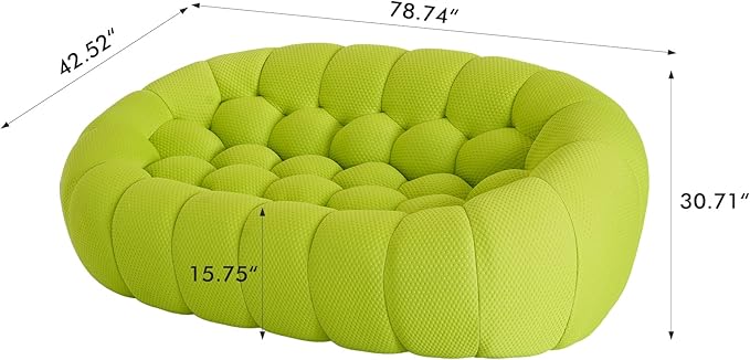 JACH 78.74'' Modern Bubble Sofa, Comfy Upholstered Loveseat Couch, Lazy Floor Curved Couch, 3D Honeycomb-Shaped Leisure Sofa for Living Room, Apartment, Small Space, Fluorescent Green