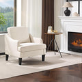 VINGLI Linen Fabric Accent Chair Beige, Modern Upholstered Armchair, Comfy Sofa Chair Living Room Bedroom Furniture for Apartment