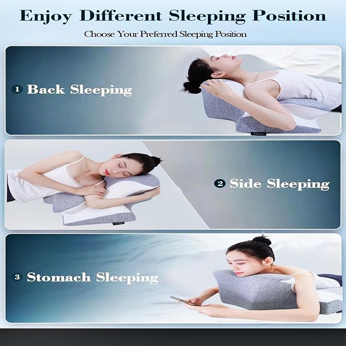 wuFQecht Bed Rest Reading Pillow，Neck&Chin and Back Support Pillow，Headboard Wedge Pillow，Ergonomic Memory FoamLying, Reclining, and Prone Sleepers，Sitting up Pillow，Relieve Neck/arm Pain-Black