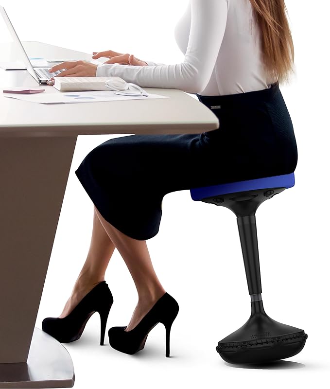 Uncaged Ergonomics Wobble Stool – Height Adjustable (23–33") Ergonomic Standing Desk Chair, Flexible Seating for Office, Classroom, and Active Sitting - Blue