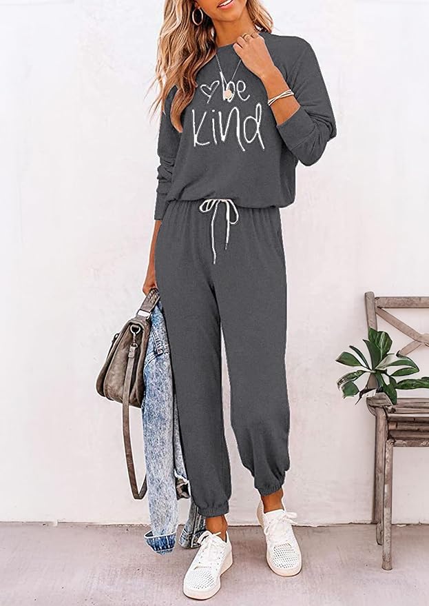 PRETTYGARDEN Women Fall 2 Piece Lounge Outfit Long Sleeve Tops High Waisted Jogger Pants Set Spring Travel Clothes Tracksuit