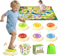 HYES Light Up Stepping Stones for Kids - 6 PCS Non-Slip Musical Stackable Step Stones with Game Map, Toddler Obstacle Course Sensory Toys, Indoor Outdoor 3-5 Years Old Boys Girls Birthday Gifts