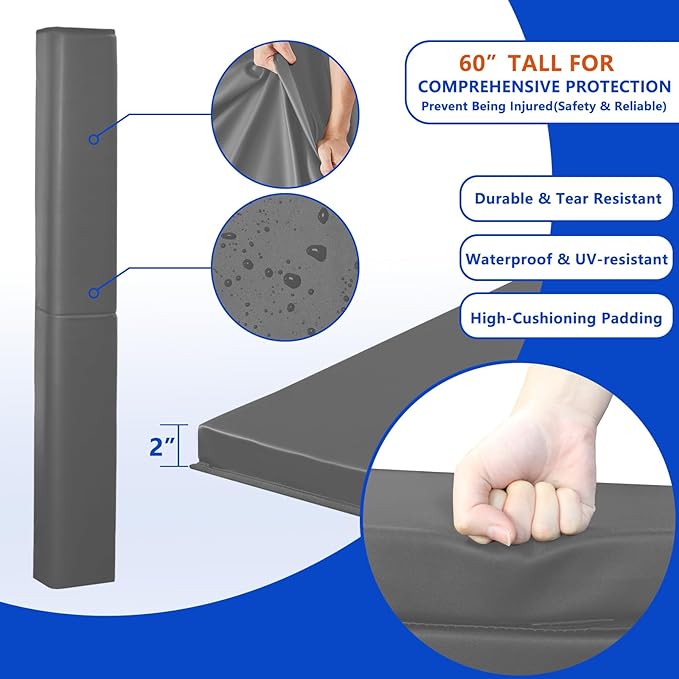 VANCL Square Pole Padding Basketball Pole Pads Heavy Duty Square Pads Outdoor Fits 4"x4", 5"x5", 6"x6",6"x8", 8"x8" Poles Waterproof UV-Resistant Durable Protection Pads