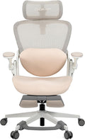 CabLady S2 Petite Ergonomic Office Chair for Women, Small Frame Desk Chair with Adjustable Lumbar, Headrest & Footrest, Space-Saving Flip-Up Armrests