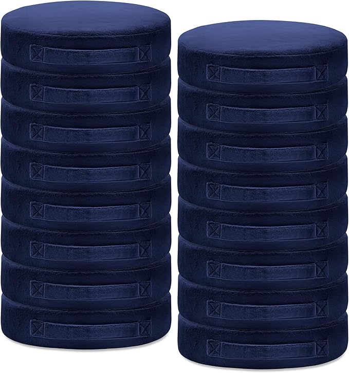 16 Pcs Round Floor Cushions for Kids, 15'' Plush Flexible Seating Pillows with Handles, Soft Chair Seats for Classroom Elementary Daycare Preschool Playroom Reading Corner Navy Blue