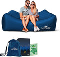 Chillbo LazyBone Inflatable Couch – Quick-Inflation Flapper System, Fun Prints, No-Pump Setup, Ripstop Polyester, Portable Air Lounger for Beach, Camping, Festivals, & Hiking