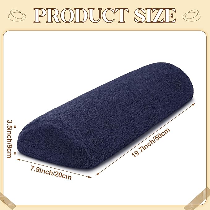 Sintuff Recliner Leg Rest Cushion Sofa Footrest Pillow with Cover Half Moon Bolster Pillow Under Knee Pillow for Sleeping On Back Alleviating Pain, 19.7 x 8 x 3.5 Inch (Dark Blue, 1 Pcs)
