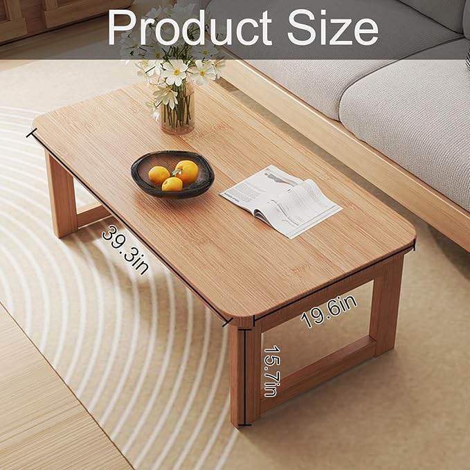 Japanese Floor Sitting Tables, Large Size Floor Desk Folding Tea Table Chabudai Coffee Table Low Table for Living Room Home Tatami Office Folding Tray Table 39.3in