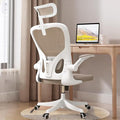 Monhey Office Chair Ergonomic Desk Chair with Lumbar Support&Headrest&Flip-up Arms Height Adjustable Rocking Swivel High Computer Chair Multi-Angle from 90° to 130° with 350LBS Capacity(04White+khaki)