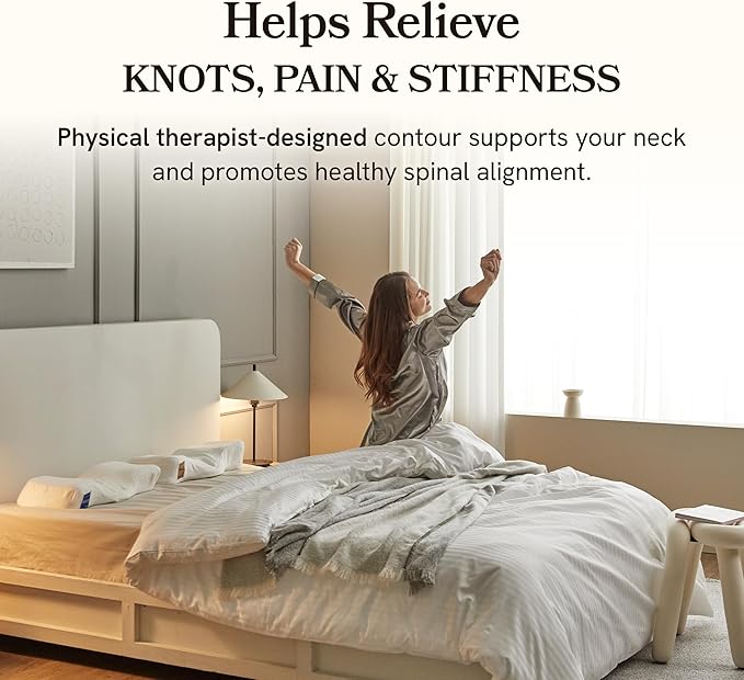 Kanuda Largo – Medium Orthopedic Cervical Neck Pillow for Neck Pain Relief & Tech-Neck Posture Correction, Memory Foam Pillow for Neck Pain & Shoulder Pain Relief