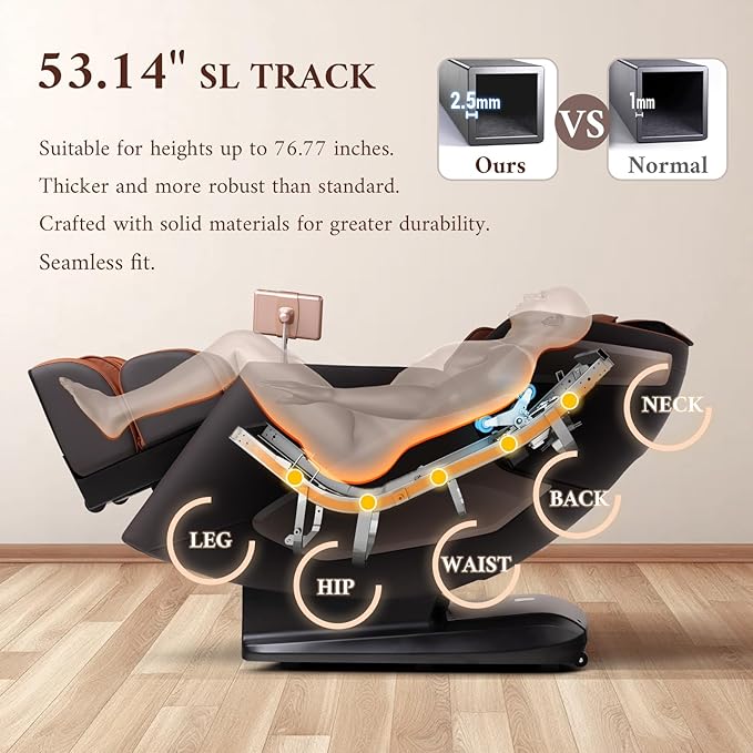 4D Massage Chair, Full Body Massage Chair, Zero Gravity Recliner w/ Intelligent Voice Control, 53.14" SL Track, Electric Calfrest Extension, 12 Auto Modes, USB Type-C, Bluetooth Speaker, TFT Screen