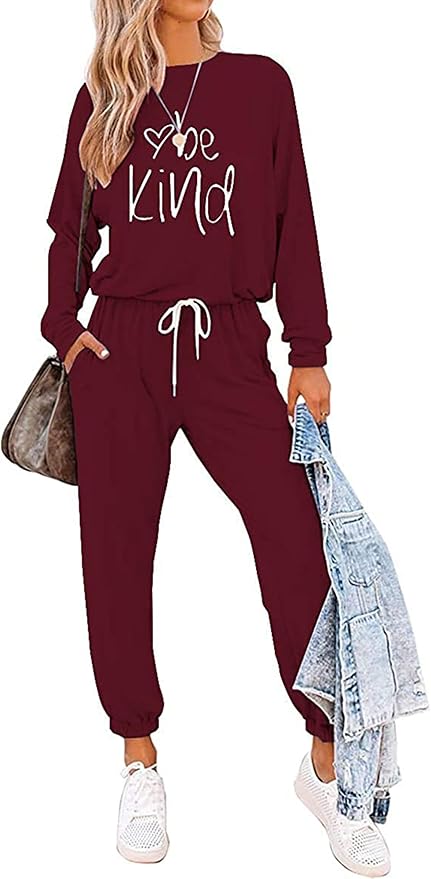 PRETTYGARDEN Women Fall 2 Piece Lounge Outfit Long Sleeve Tops High Waisted Jogger Pants Set Spring Travel Clothes Tracksuit