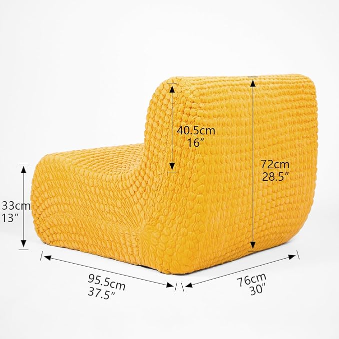 N&V Single Seated Foam Sofa, Armless Floor Sofa, One Piece High Density Foam, Removable and Machine Washable Cover (Yellow)