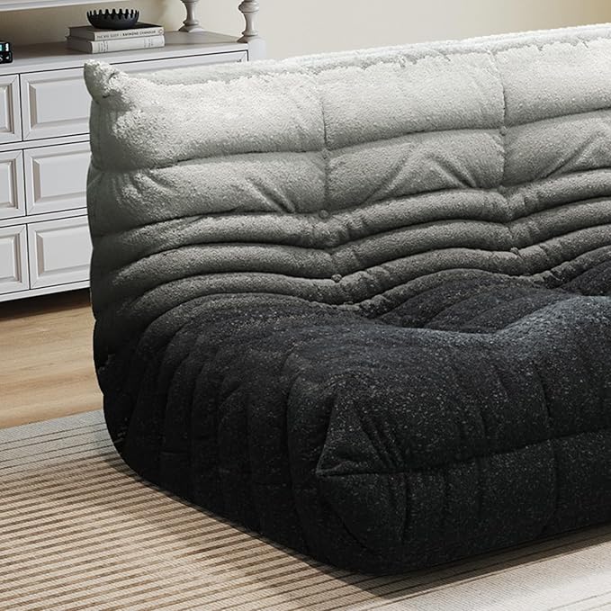Selyteramy 3 Seat Oversized Bean Bag Chairs for Adults, Memory Foam Fireside Beanbag Couch, Comfy Bean Bag Lounger Lazy Sofa for Living Room, Bedroom, Playroom, White + Black