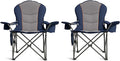 Oversized Camping Chair Heavy Duty 500LB - Portable Folding Chair with Cooler Bag, Cup Holder & Waterproof Phone Case for Adults, Beach, Hiking, Backyard (Blue & Gray, 2 PCS)