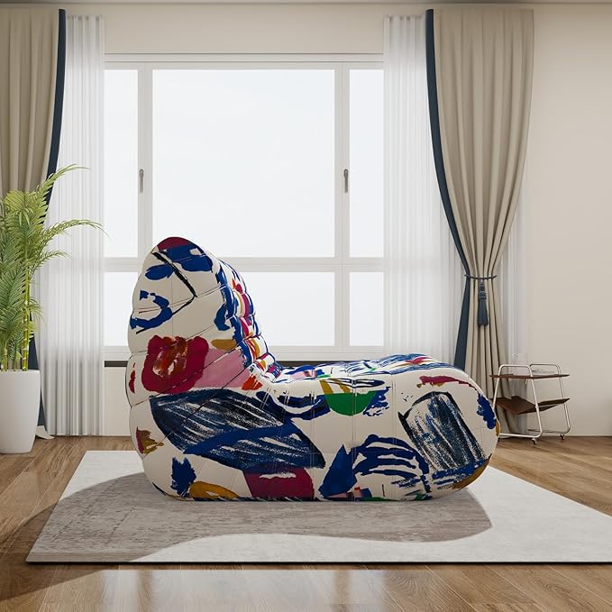 Bean Bag Chair, Fireside Chair, Large Bean Bag Chair for Adults, Bean Bag Chairs for Teens with High-Resilience Foam, Non-Slip Base Floor Lounge Sofa,Living Room (Graffiti Color, Loveseat)