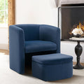 MALOL Mid-Century Velvet Living Room Chair with Storage Ottoman, Space-Saving Accent Chairs for Bedroom/Reading Spaces/Office, Blue