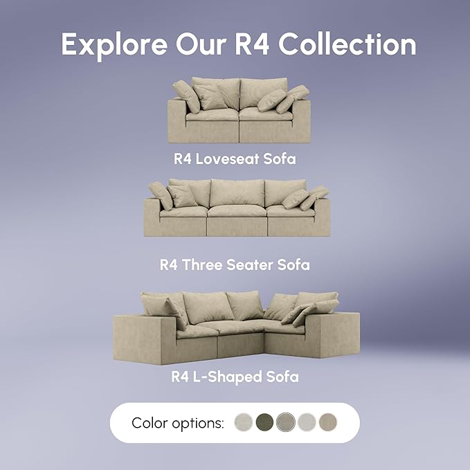 ROVE LAB R4 Sofa Sectional – Cloud-Soft SmartFoam® Comfort – Fully Modular, No-Tool Setup – 100% Foam Structure – Hypoallergenic, Spill-Resistant, Pet Friendly