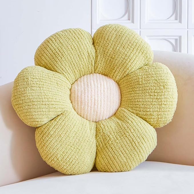 VBGYA Flower Decorative Throw Pillows for Bed Couch, Cute Daisy Shaped Plush Aesthetic Pillow, Soft 14.9" Floor Seat Cushion
