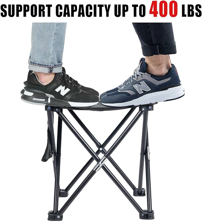 Tevaibo Camping Stool Portable, 13.7 Inch Folding Stool for Outdoor Gardening, Fishing, BBQ, Hiking with Carry Bag(400 LBS Capacity)