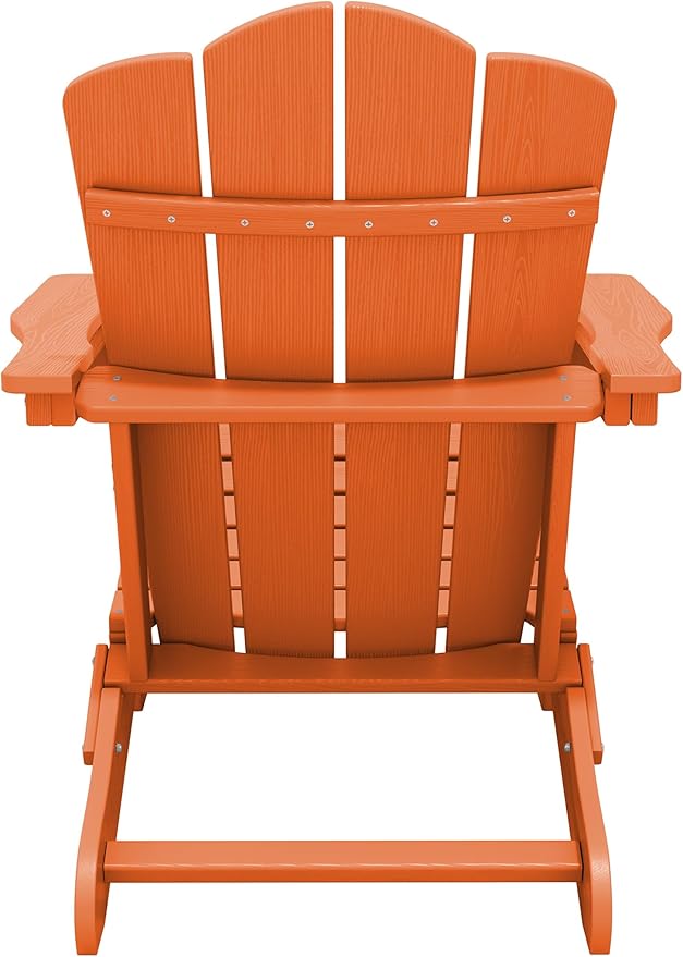 KINGYES Folding Adirondack Chair Set of 6, HDPE All-Weather Folding Adirondack Chair, Orange