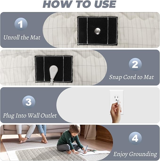 MAOOHON Grounding Mat,Grounding Pad for Bed, Earth Connected Mat with Cotton Silver Fiber,Improves Sleep Wellness(Beige,35x50 Inch)
