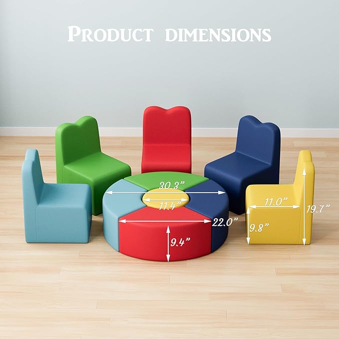 UMOMO MX-01 10 PCS Kids Sofa Set, Daycares Chairs for Toddlers Activities, Colorful Modular Flexible Seating Set for Home Preschool Playroom