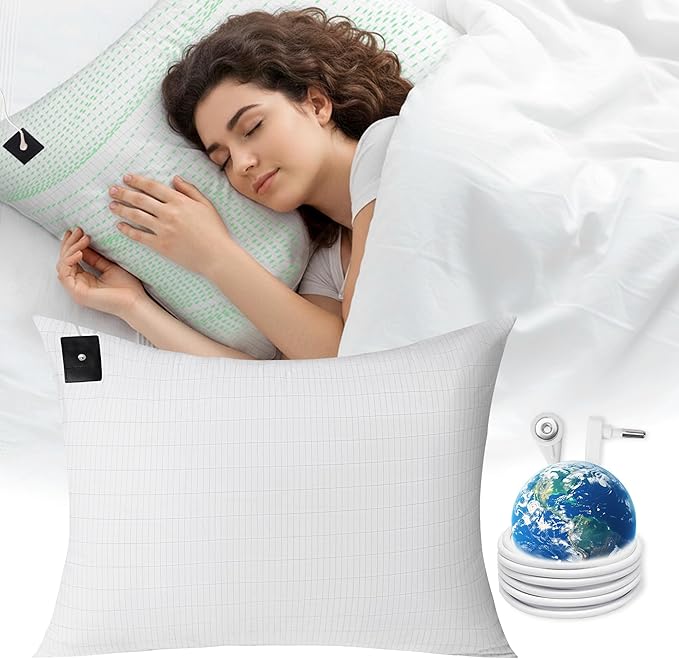 Groundingtop Grounding Pillowcase King with 10% Silver Fiber+90% Cotton Conductive Grounding Pillow Case 20x36in Silver Fiber Grounding Sheet Improve Sleep Anxiety Relief White 1pc