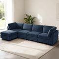EDILLY 122 inches Oversized Modular Sectional Fabric Cloud Sofa Set, Extra Large L Shaped Couch Reversible Chaise Couch,4 Seat Modular Sofa with Storage Ottoman, Blue