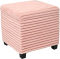 ABHENG 17.7 inches Faux Fur Ottomans Cube with Storage, Metal Framed Vanity Stool Chair Storage Ottoman Foot Rest Stool, Holds 770 LB for Dorm Living Room Bedroom Pink UASND643P