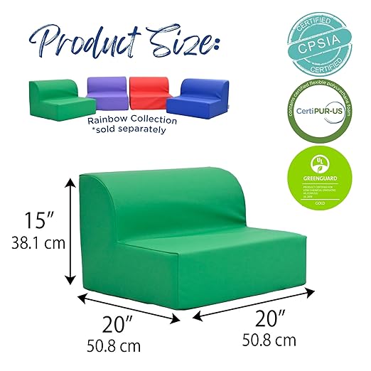 Children's Factory Library Lounger, Flexible Seating Classroom Furniture, Comfy Kids Chairs, Green, Single Lounger