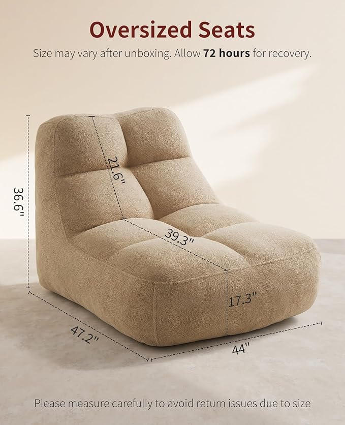 Relefree Goliath Bean Bag Chairs for Adults,Cozy Bean Bag Comfy Chair,Plush Memory Foam Filling,Oversized Reading Chair for Living Room,Bedroom,Large Fireside Chairs for Lounge,Gaming,Relaxation